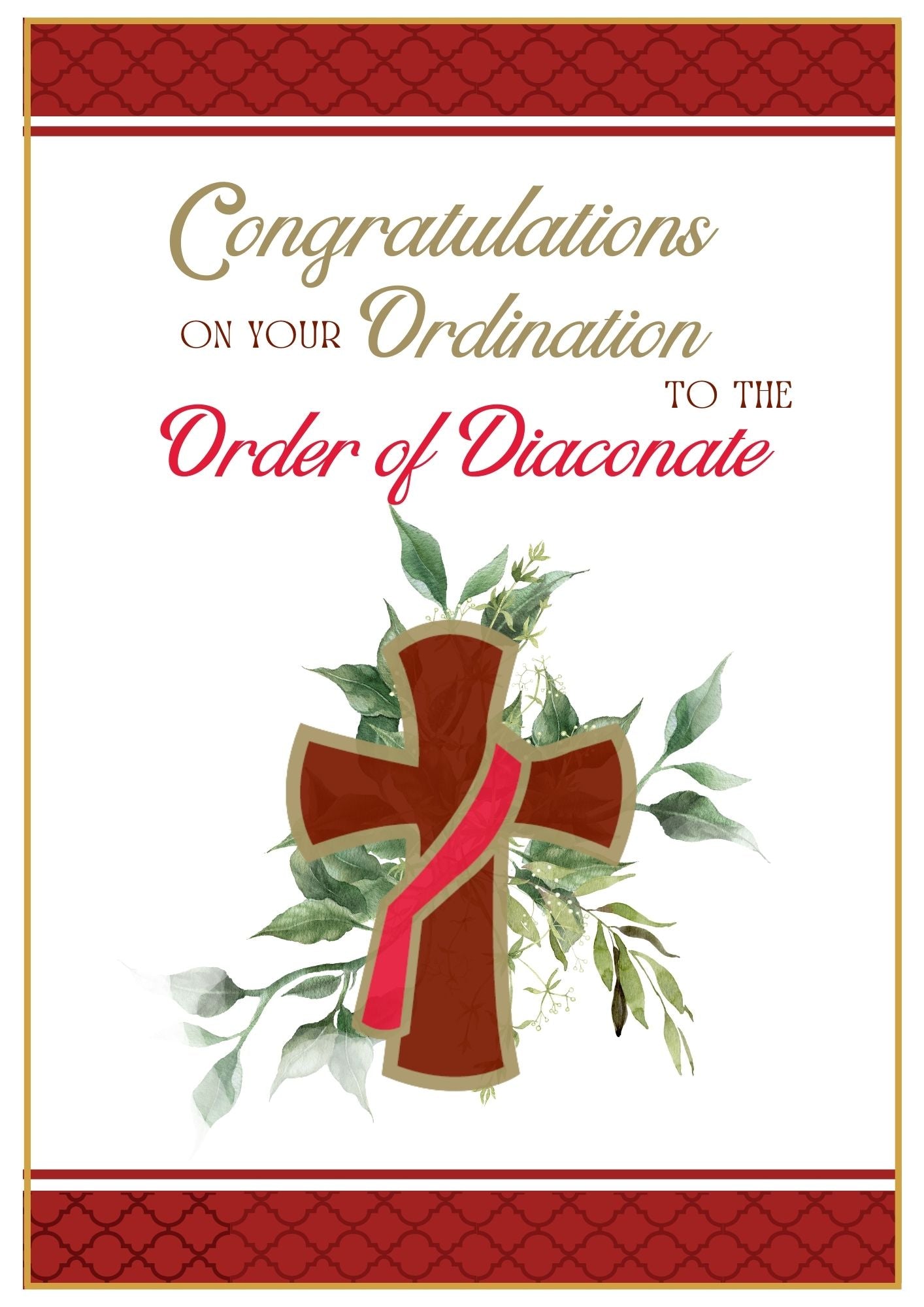 Ordination Card - Order of Diaconate Red