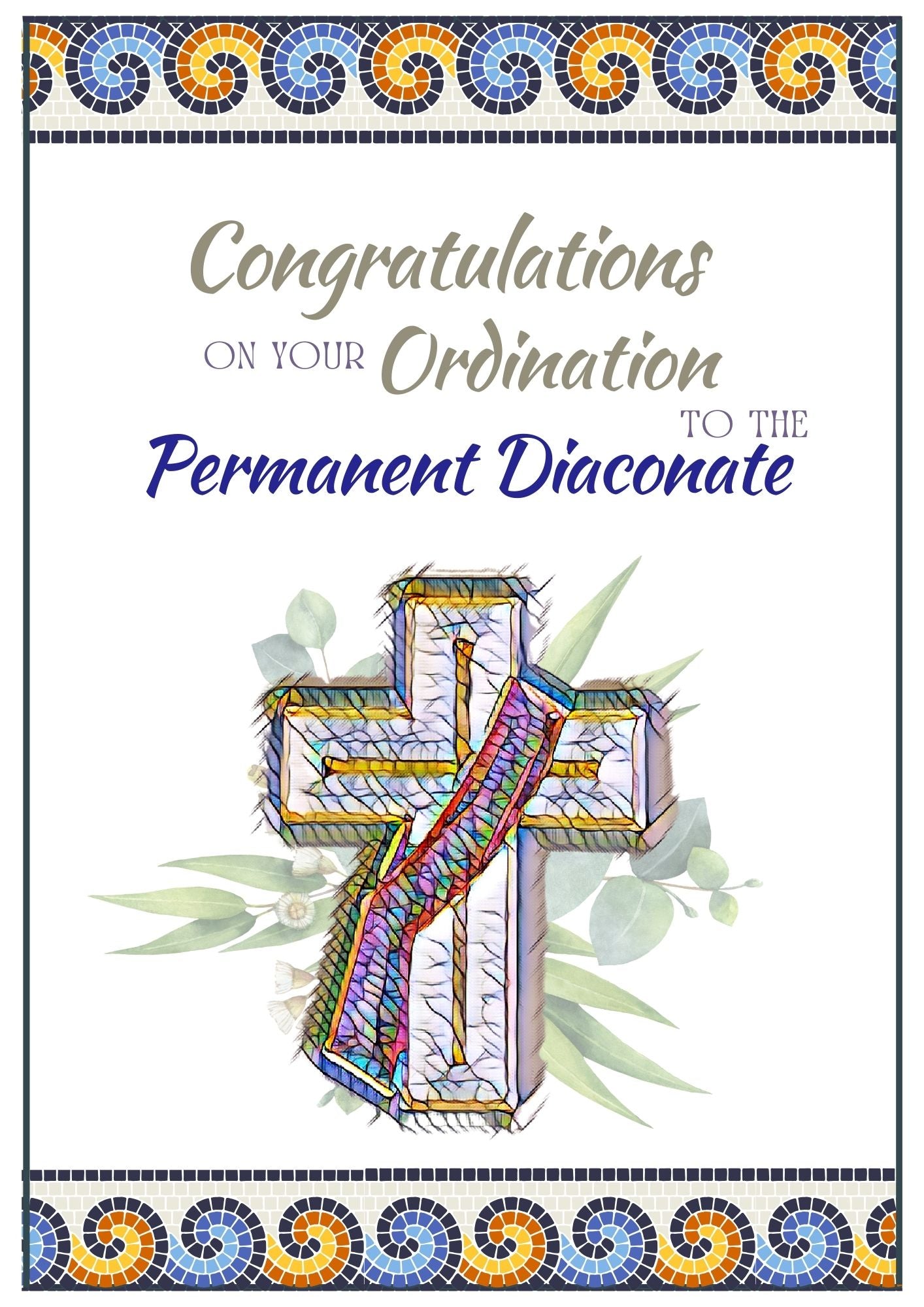 Ordination Card - Permanent Diaconate Blue