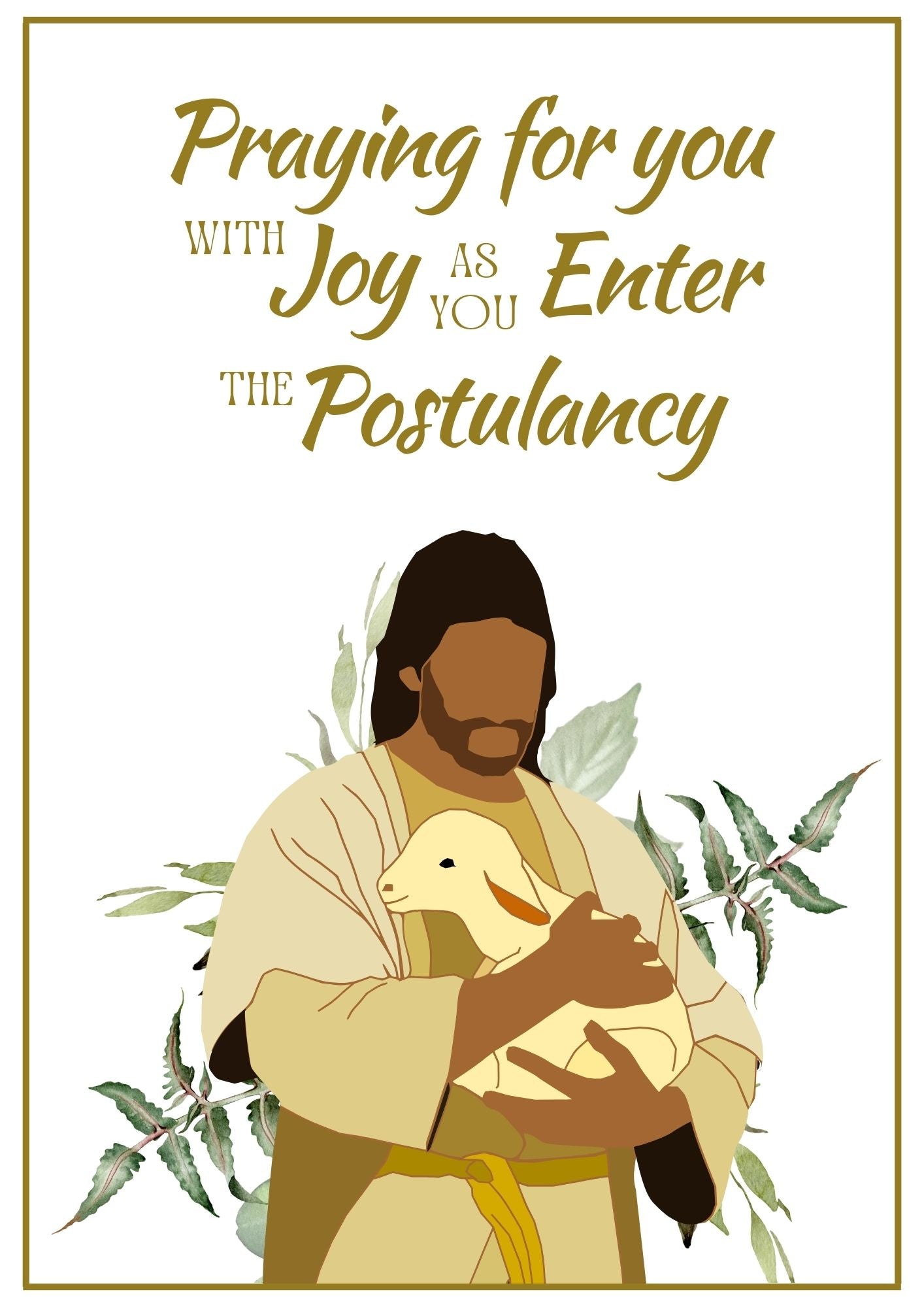 Postulancy Card - Jesus Lamb