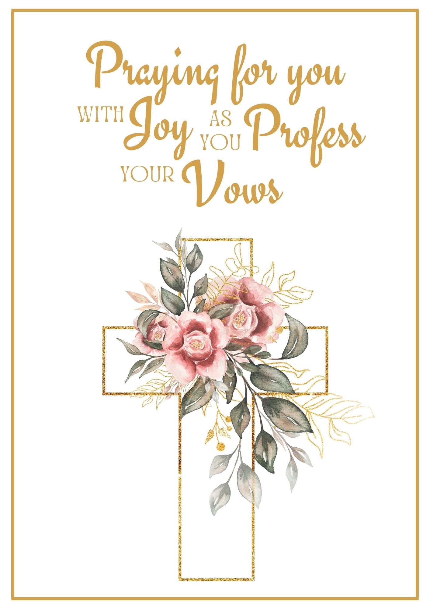 Profession of Vows Card - Roses Cross