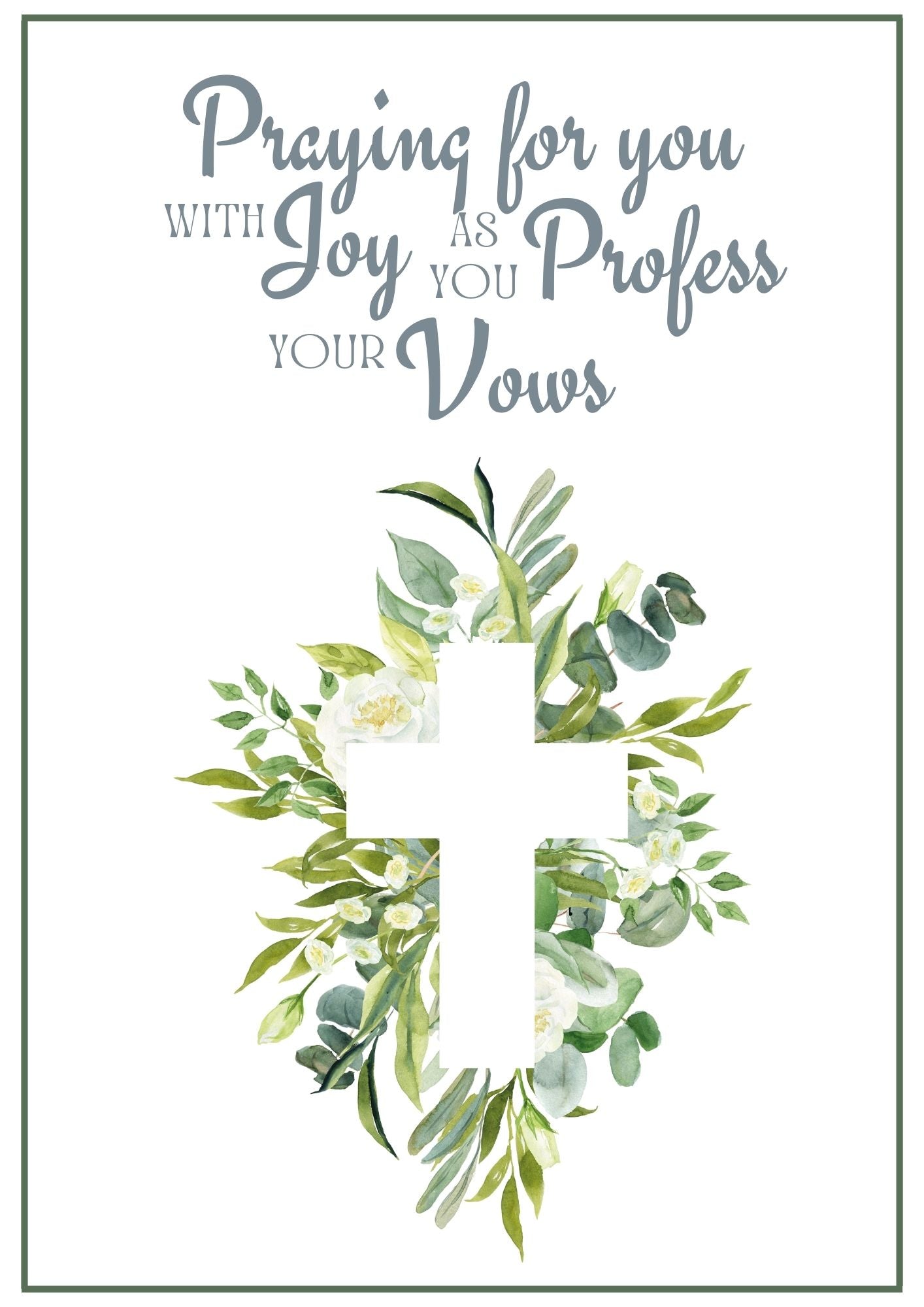 Profession of Vows Card - Leafy Cross 1