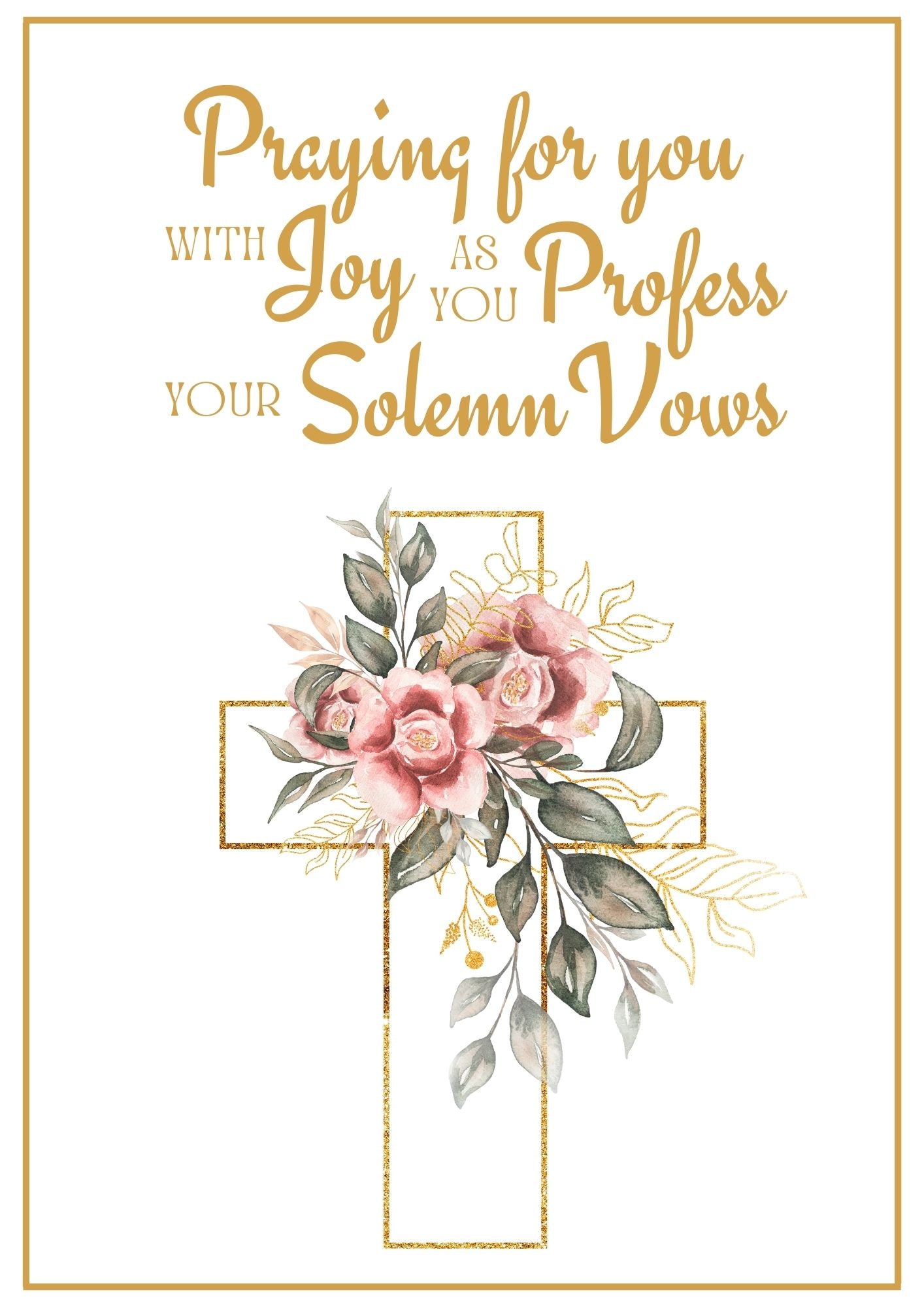 Solemn Vows Card - Roses Cross