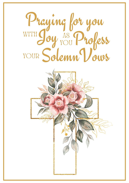 Solemn Vows Card - Roses Cross