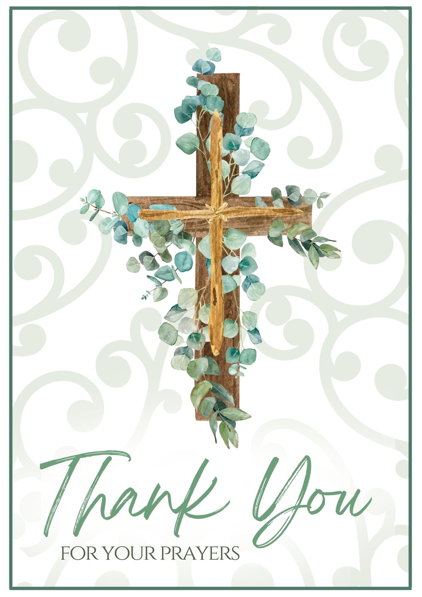 Thank You Card - Swirls Cross