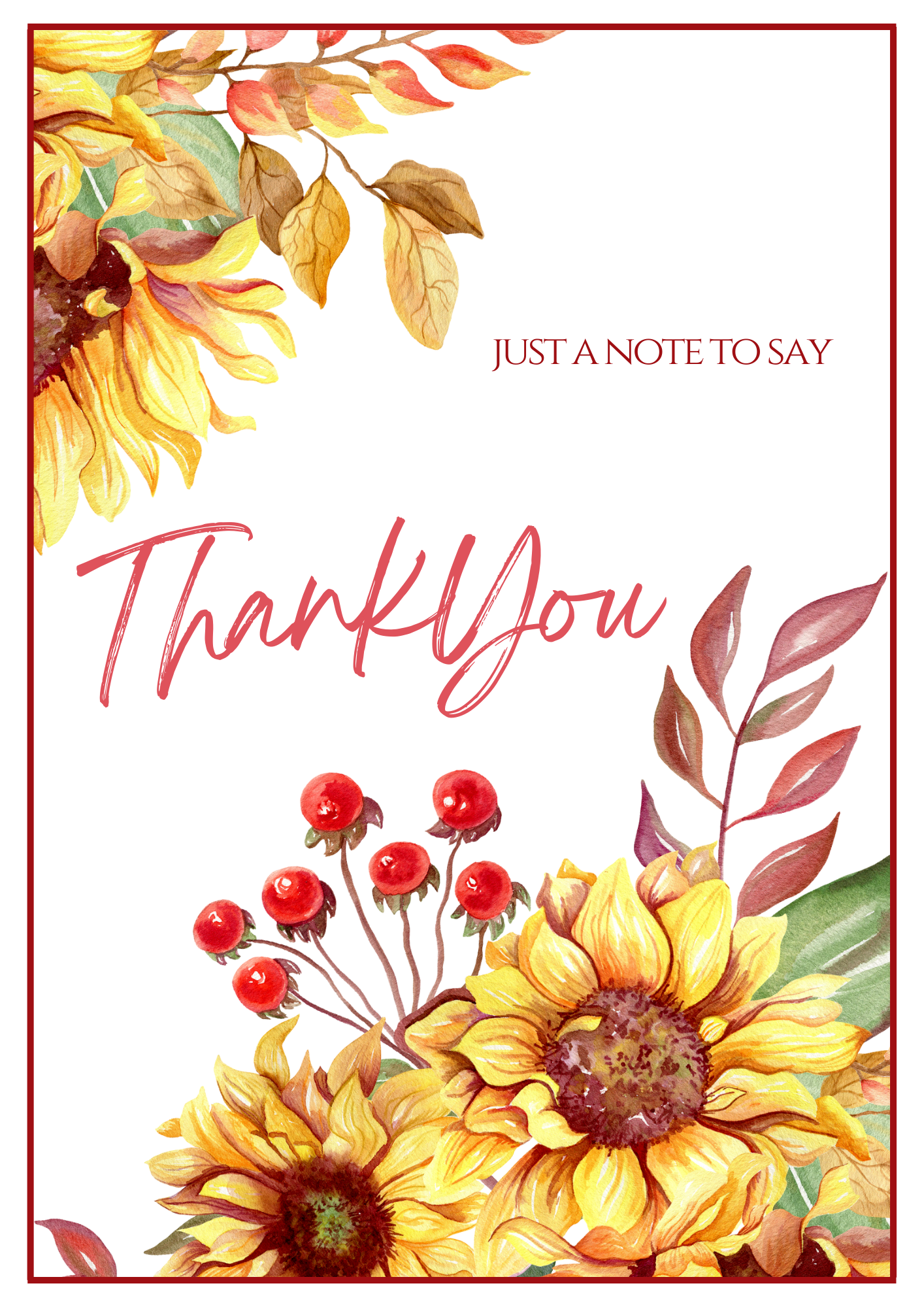 Thank You Card - Sunflowers