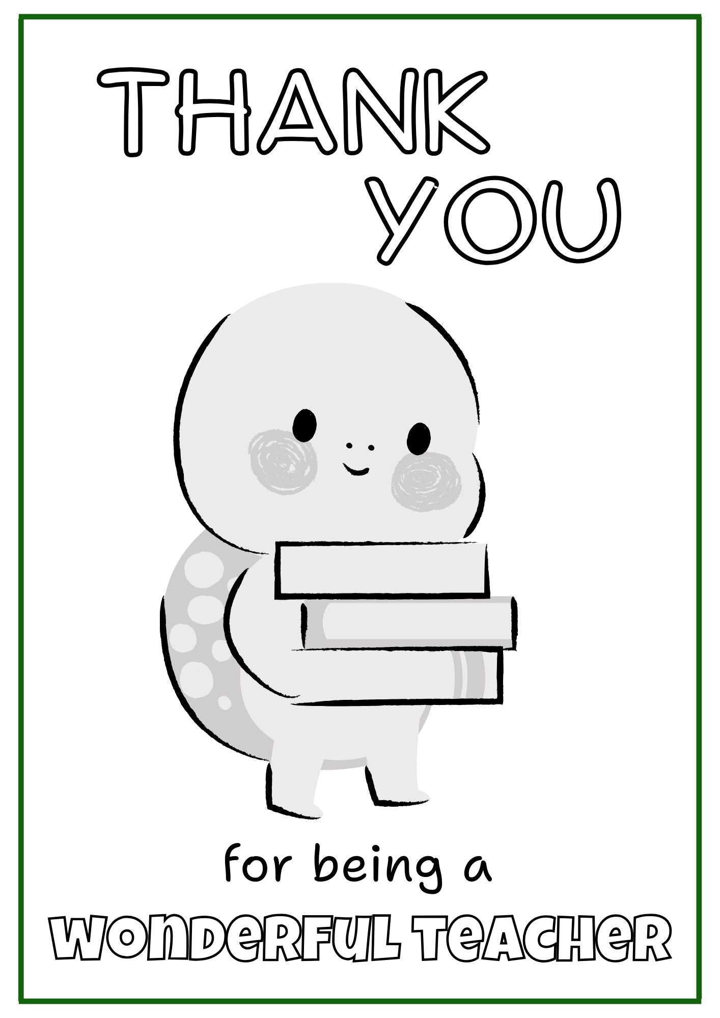 Thank You Teacher Card - Colour-Me Tortoise