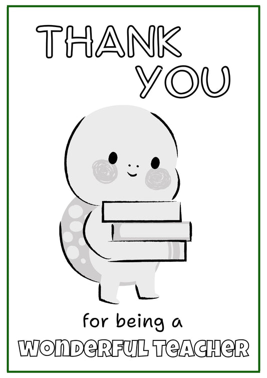 Thank You Teacher Card - Colour-Me Tortoise