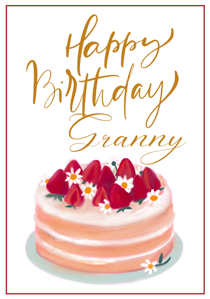 Birthday Card - Strawberry Cake