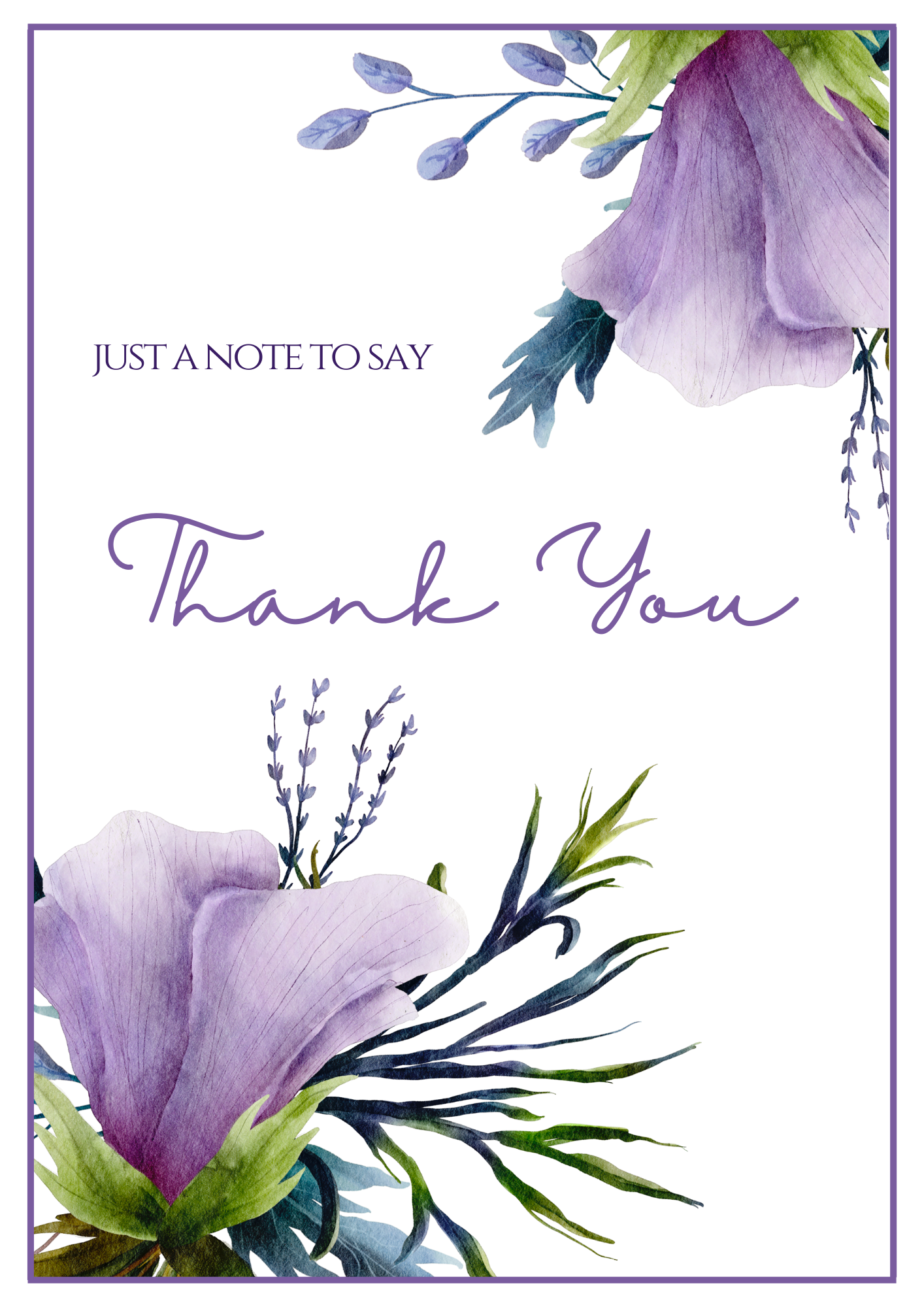 Thank You Card - Purple Floral