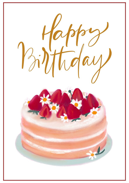 Birthday Card - Strawberry Cake