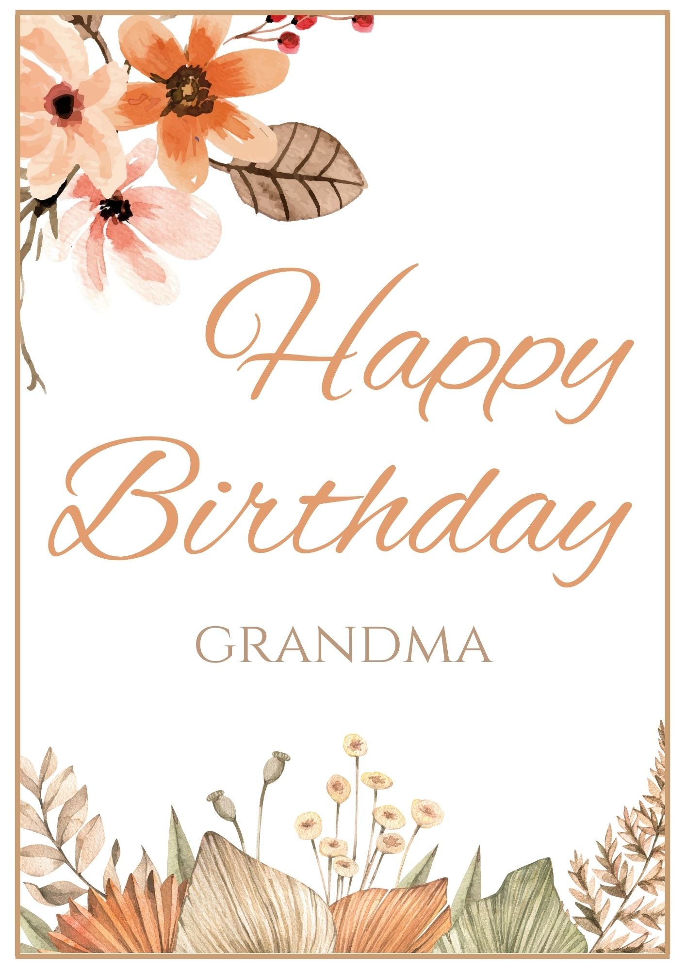 Birthday Card - Autumn Floral