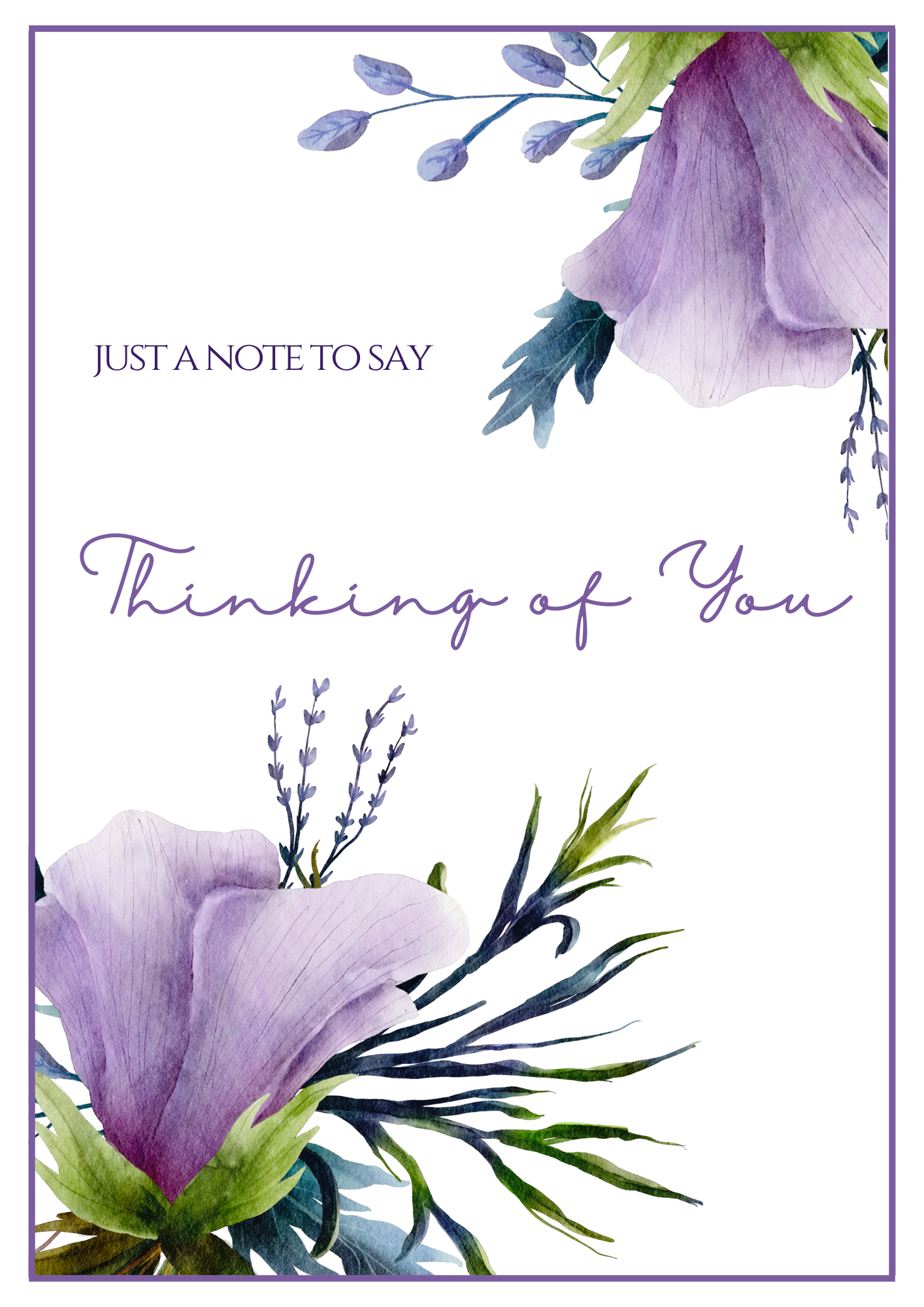 Thinking of You Card - Purple Floral