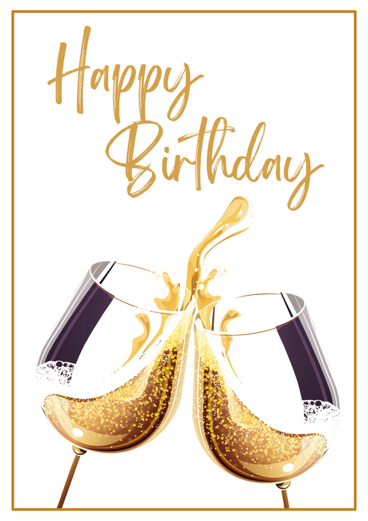 Birthday Card - Golden Cheers