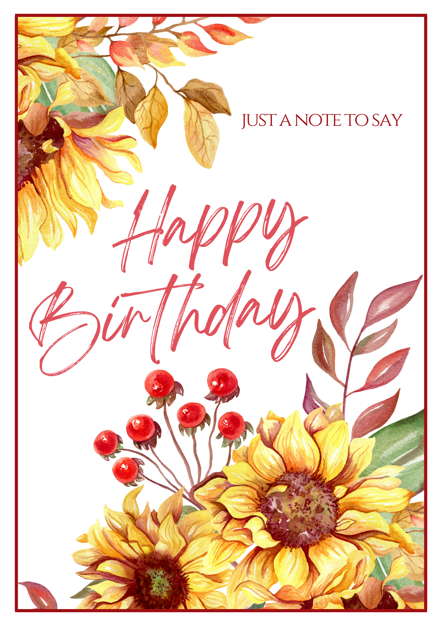 Birthday Card - Sunflowers