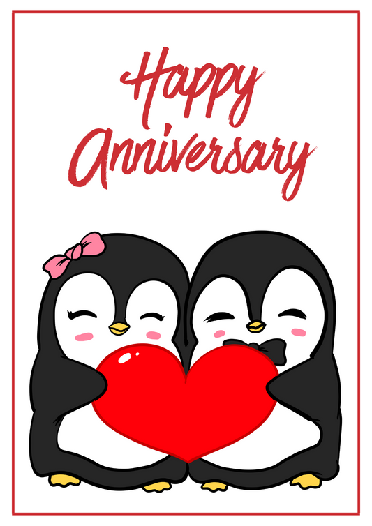 Anniversary Card - Penguin Love