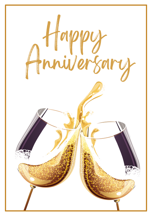 Anniversary Card - Golden Cheers