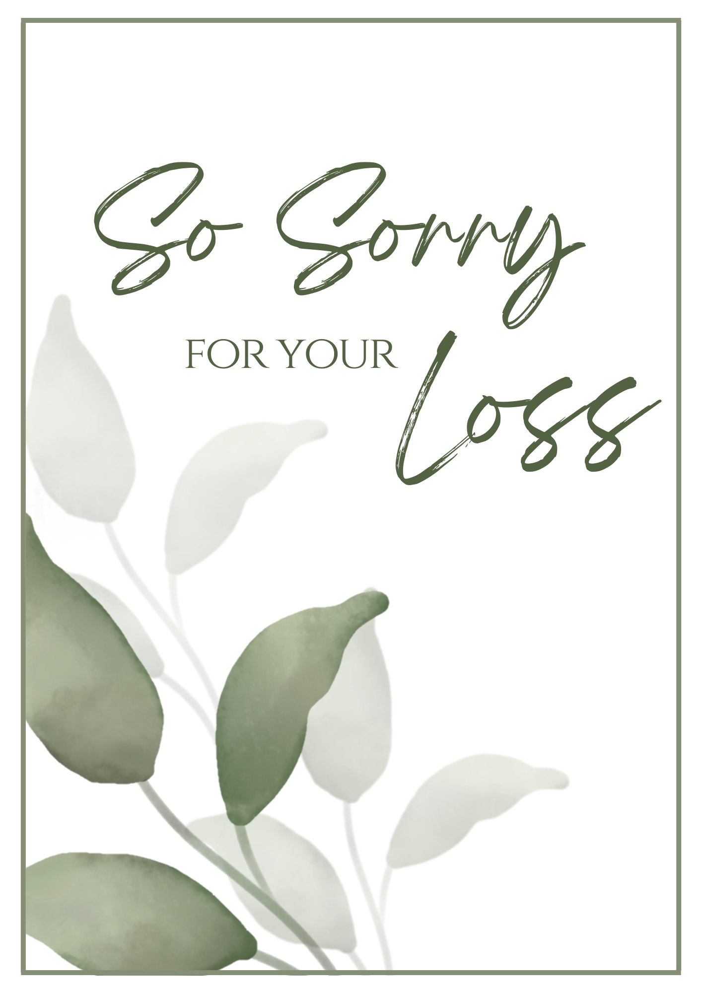 Sympathy Card - Dark Leaves