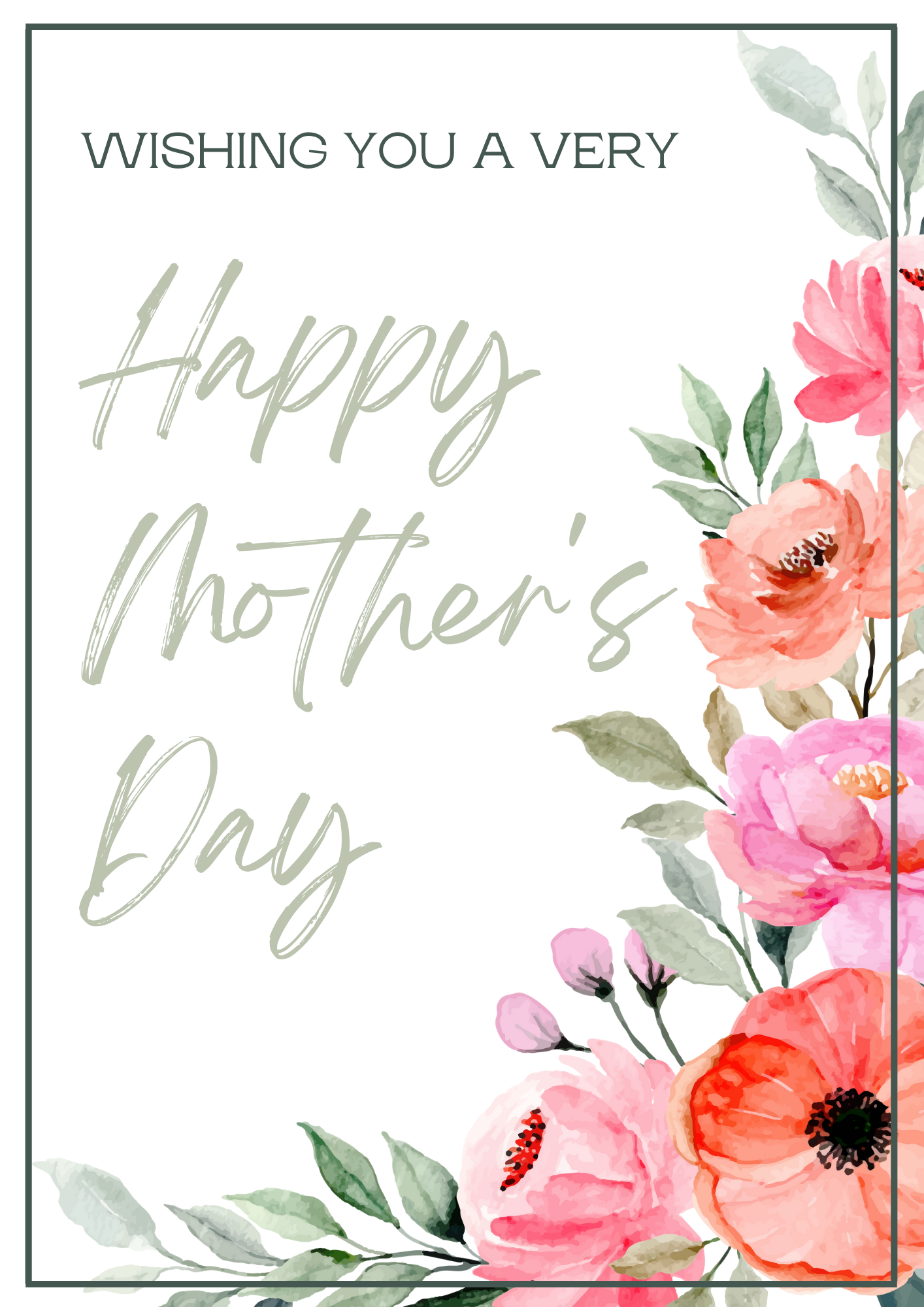 Mothers' Day Card - Pink Peony