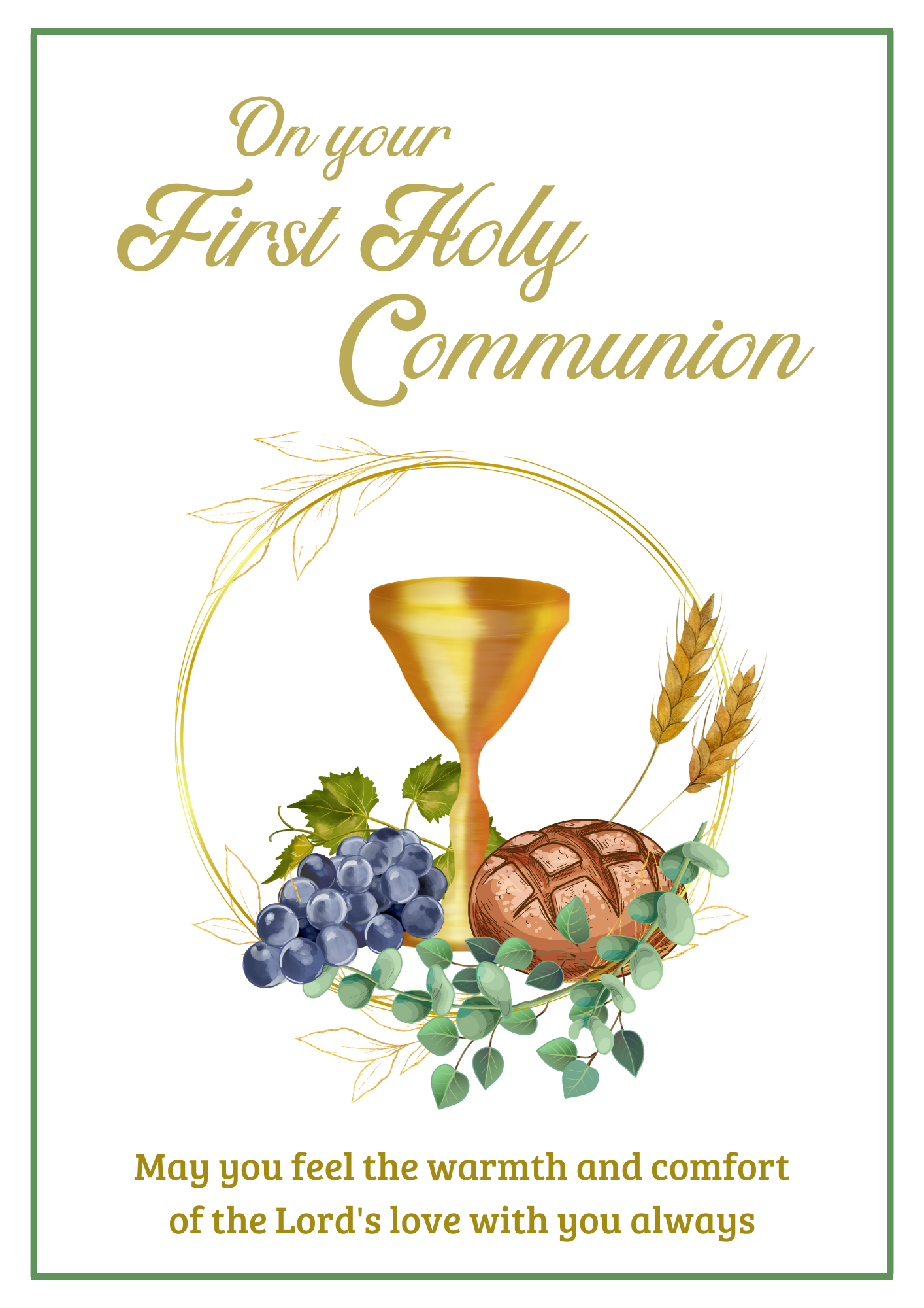 First Communion Card - Bread & Wine