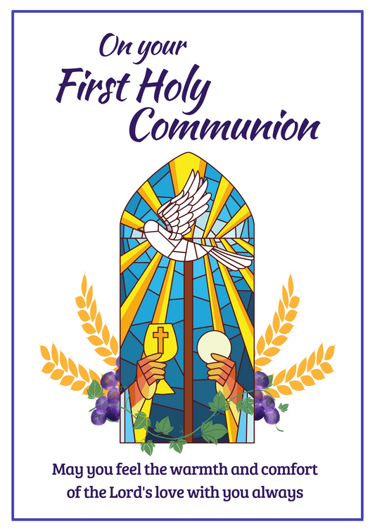 First Communion Card - Stained Glass