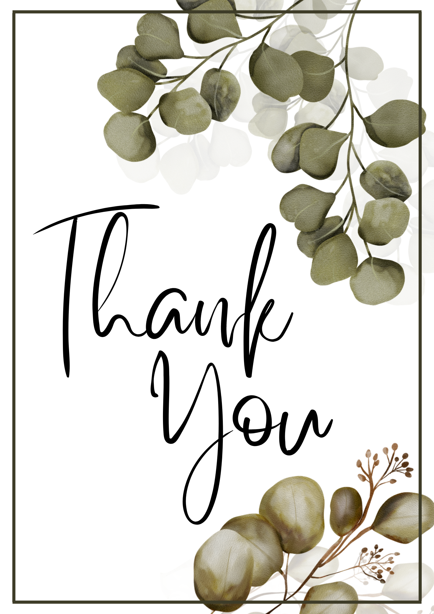 Thank You Card - Dark Leaves